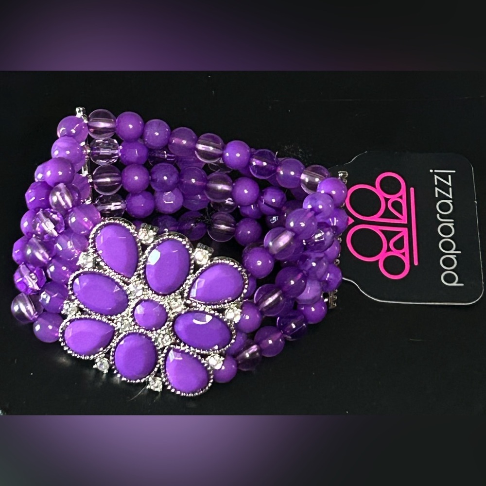 Paparazzi Purple Beaded Bracelet with Silver Accents
